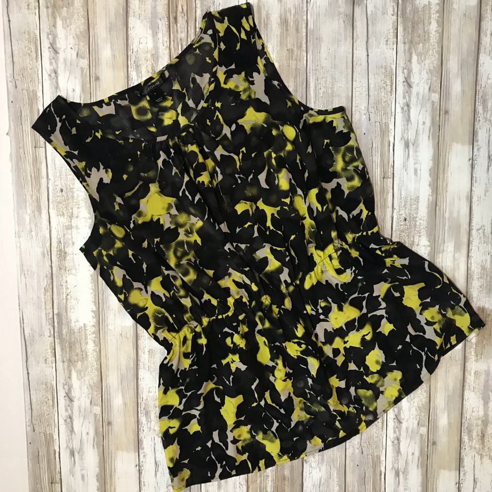 St John Silk Floral Print Peplum Blouse